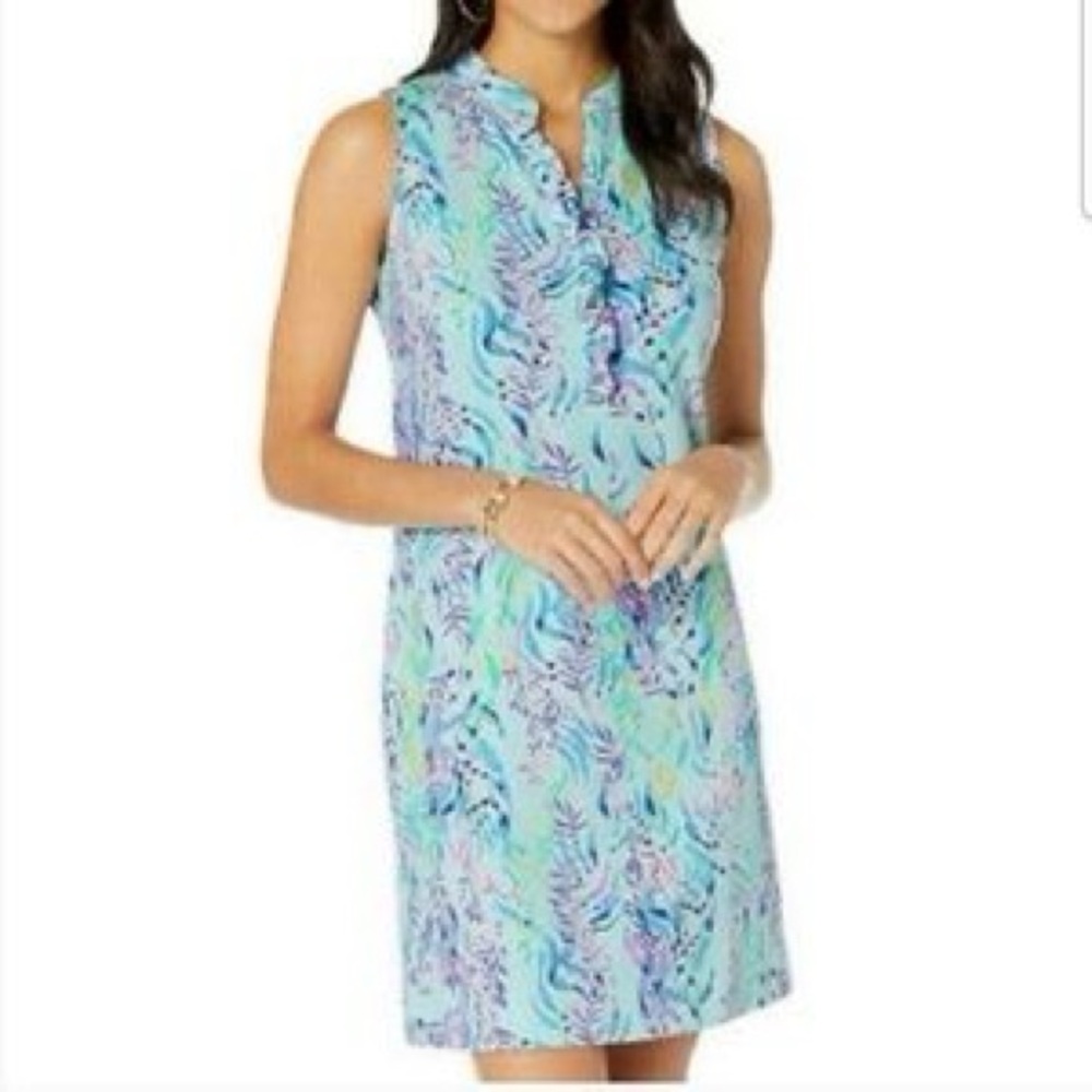 Lilly Pulitzer Sleeveless Blue and Purple Patterned Dress M Fansea